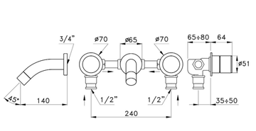 BAMBOO 3250TR - 3 hole wall-mounted bathtub tap by RUBINETTERIE STELLA - view 3